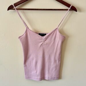 Topshop| Soft Pink Ribbed Crop Camisole Tank Top Sz 6